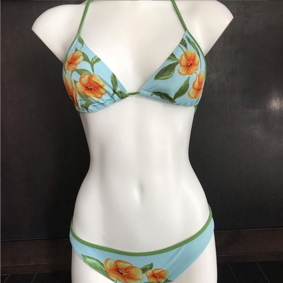 Billabong surf sky & olive floral bikini set - Picture 2 of 8